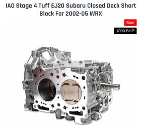 2002-2005 Iag Subaru Wrx Ej20 2.0l Iag-eng-1455 Performance Stage 4 Tuff Closed Deck Short Block 2002-2005 And More