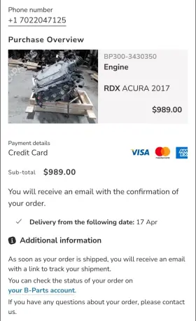 100025mea00 Acura Used Engine Assembly Fits 2017 Rdx 3.5l Vin 3 6th Digit Fwd Grad