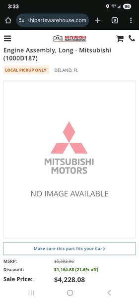 Mitsubishi 1000d098 New Oem 1.2 Engine Motor 2017-2024 Mirage G4 Auto Long Block Complete