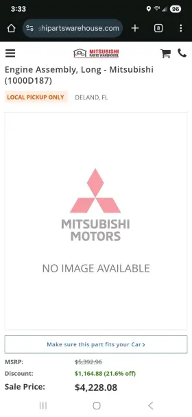 1000d098 Mitsubishi New Oem 1.2 Engine Motor 2017-2024 Mirage G4 Auto Long Block Complete
