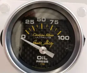 Sa-4827-66340 Shelby Carroll Signature 2 5/8 Inch Carbon Fiber Oil Pressure Gauge - Ford Mustang