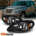 Fit 01-05 Chrysler Pt Cruiser Black Replacement Headlights Headlamps L+r New. Price: $91.99.